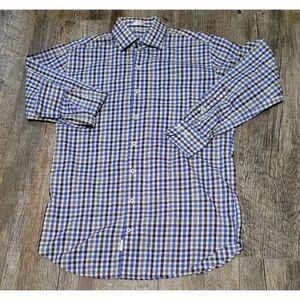 Peter Millar Men's Button Down Shirt‎ Size Medium Plaid Long Sleeve 100% Cotton